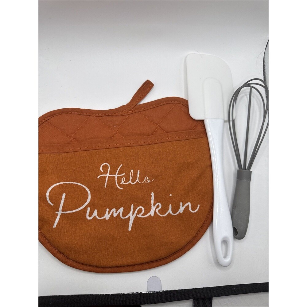 Hello Pumpkin Pot Holder With Spatula And Whisk